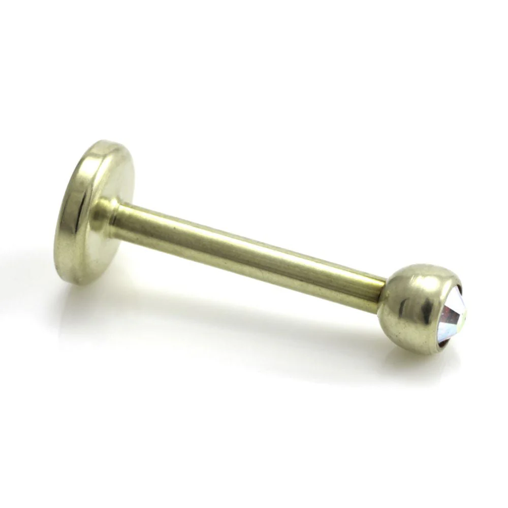 Zircon Steel PVD Gold Micro Gem Labret